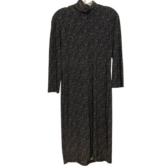 KamaliKulture Turtleneck Sheath Midi‎ Dress Size Large Herringbone Norma Kamali - Picture 1 of 6